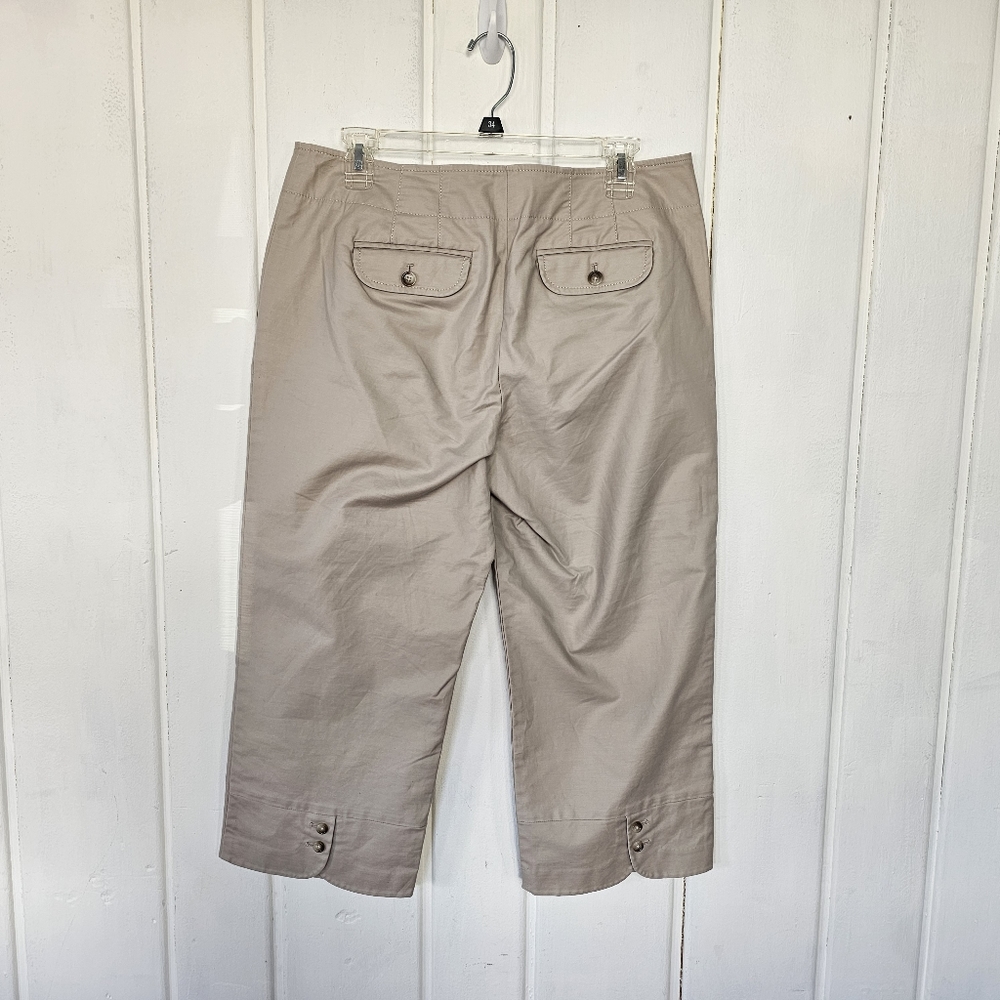 Ann Taylor Margot Khaki Wide Leg Capri Pants sz 10 - Picture 9 of 9